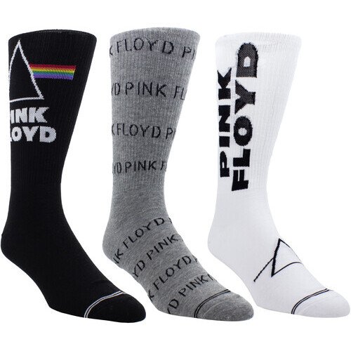 Perri's - Pink Floyd - Crew Socks (Assorted Styles 3 Pack Gift Box) Apparel (Large Item, Socks, Gift Set, 3 Pack)