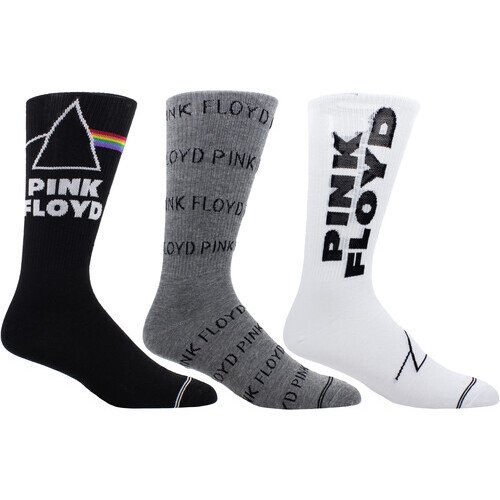 Perri's - Pink Floyd - Crew Socks (Assorted Styles 3 Pack Gift Box) Apparel (Large Item, Socks, Gift Set, 3 Pack)