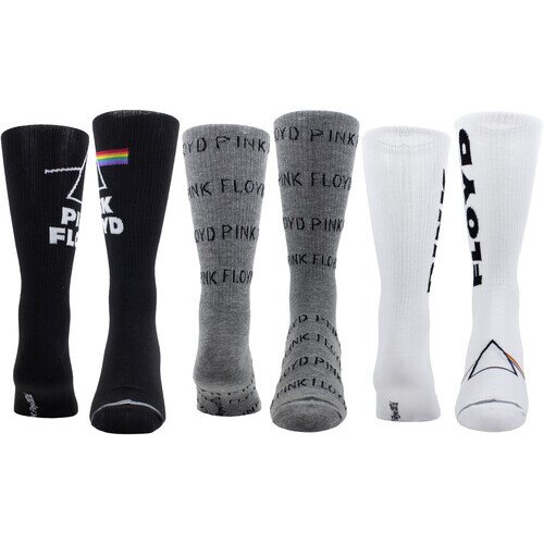 Perri's - Pink Floyd - Crew Socks (Assorted Styles 3 Pack Gift Box) Apparel (Large Item, Socks, Gift Set, 3 Pack)