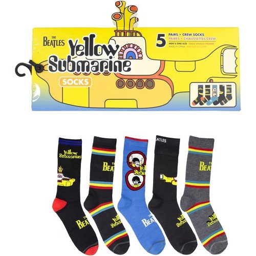 Perri's - Beatles - Yellow Submarine - Crew Socks (Assorted Styles 5 Pack Gift Box) Apparel (Large Item, Socks, Gift Set)