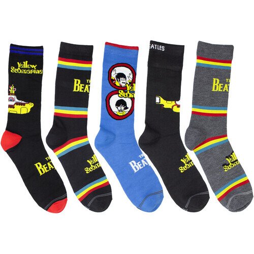 Perri's - Beatles - Yellow Submarine - Crew Socks (Assorted Styles 5 Pack Gift Box) Apparel (Large Item, Socks, Gift Set)