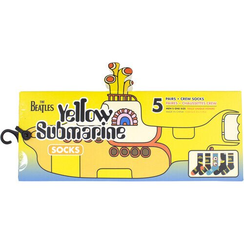 Perri's - Beatles - Yellow Submarine - Crew Socks (Assorted Styles 5 Pack Gift Box) Apparel (Large Item, Socks, Gift Set)