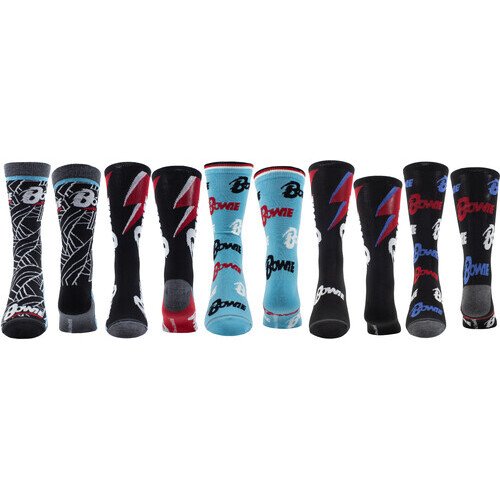 Perri's - David Bowie - Crew Socks (Assorted Styles 5 Pack Gift Box) Apparel (Large Item, Socks, Gift Set)