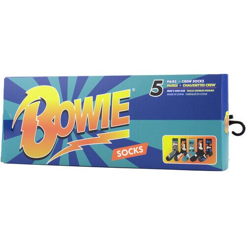 Perri's - David Bowie - Crew Socks (Assorted Styles 5 Pack Gift Box) Apparel (Large Item, Socks, Gift Set)