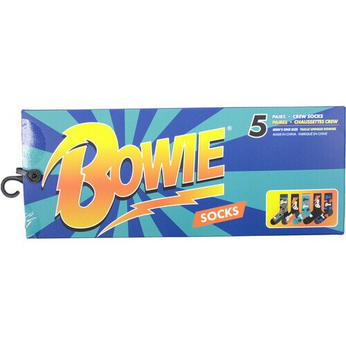 Perri's - David Bowie - Crew Socks (Assorted Styles 5 Pack Gift Box) Apparel (Large Item, Socks, Gift Set)