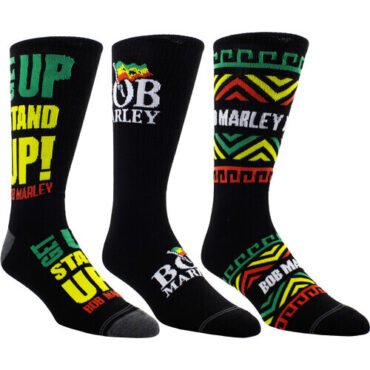 Perri's - Bob Marley - Crew Socks (Assorted Styles 3 Pack Gift Box) Apparel (Large Item, Socks, Gift Set, 3 Pack)
