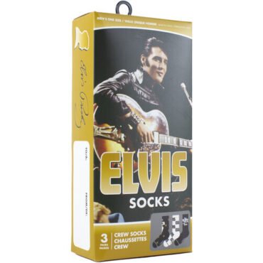 Perri's - Elvis Presley - Crew Socks (Assorted Styles 3 Pack Gift Box) Apparel (Large Item, Socks, Gift Set, 3 Pack)