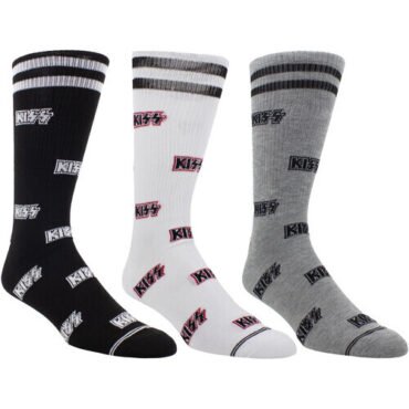 Perri's - Kiss - Crew Socks (Assorted Styles 3 Pack Gift Box) Apparel (Large Item, Socks, Gift Set, 3 Pack)