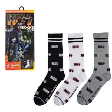 Perri's - Kiss - Crew Socks (Assorted Styles 3 Pack Gift Box) Apparel (Large Item, Socks, Gift Set, 3 Pack)