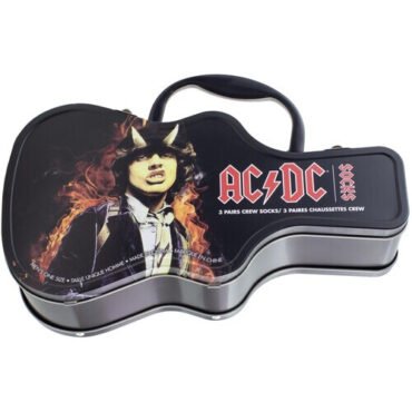 Perri's - AC/DC - Crew Socks (3 Pack Collector Guitar Shape Tin) Apparel (Large Item, Socks, 3 Pack)