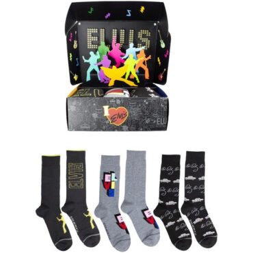Perri's - Elvis Presley - 3D Pop Up - Crew Socks (Assorted Styles 3 Pack Gift Box) Apparel (Socks, Gift Set, 3 Pack)