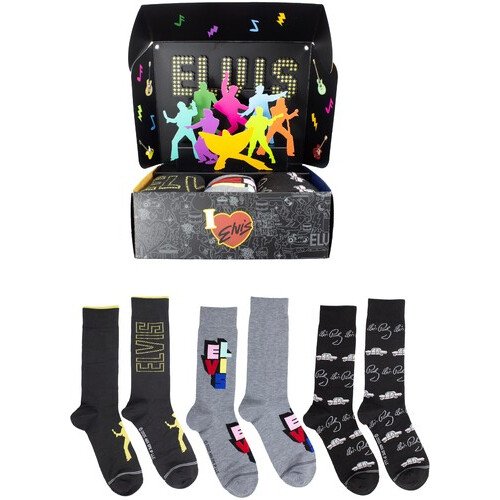 Perri's - Elvis Presley - 3D Pop Up - Crew Socks (Assorted Styles 3 Pack Gift Box) Apparel (Socks, Gift Set, 3 Pack)