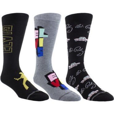 Perri's - Elvis Presley - 3D Pop Up - Crew Socks (Assorted Styles 3 Pack Gift Box) Apparel (Socks, Gift Set, 3 Pack)