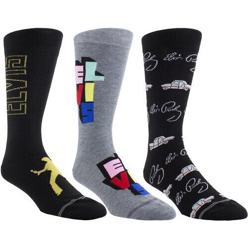 Perri's - Elvis Presley - 3D Pop Up - Crew Socks (Assorted Styles 3 Pack Gift Box) Apparel (Socks, Gift Set, 3 Pack)