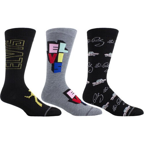 Perri's - Elvis Presley - 3D Pop Up - Crew Socks (Assorted Styles 3 Pack Gift Box) Apparel (Socks, Gift Set, 3 Pack)