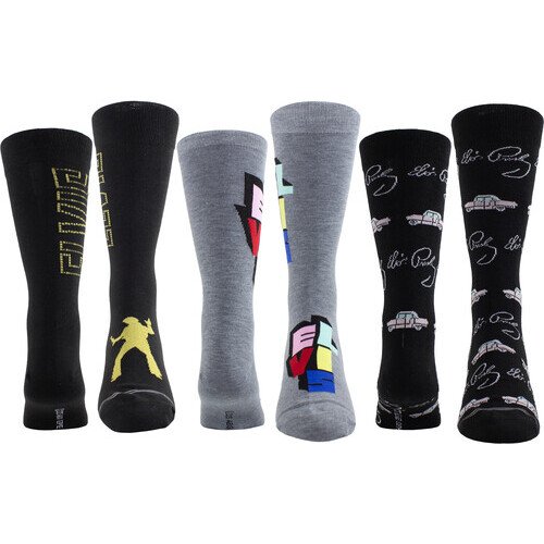 Perri's - Elvis Presley - 3D Pop Up - Crew Socks (Assorted Styles 3 Pack Gift Box) Apparel (Socks, Gift Set, 3 Pack)