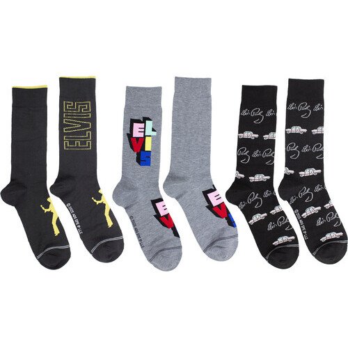 Perri's - Elvis Presley - 3D Pop Up - Crew Socks (Assorted Styles 3 Pack Gift Box) Apparel (Socks, Gift Set, 3 Pack)
