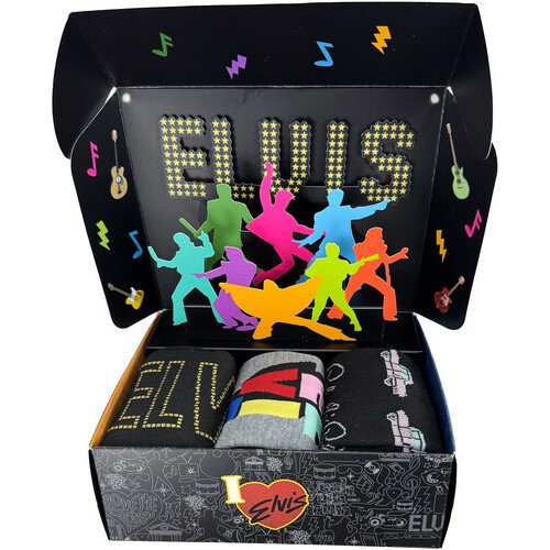 Perri's - Elvis Presley - 3D Pop Up - Crew Socks (Assorted Styles 3 Pack Gift Box) Apparel (Socks, Gift Set, 3 Pack)