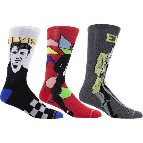 Perri's - Elvis Presley - Crew Socks (3 Pack Collector Guitar Shape Tin) Apparel (Large Item, Socks, 3 Pack)