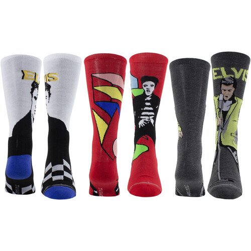 Perri's - Elvis Presley - Crew Socks (3 Pack Collector Guitar Shape Tin) Apparel (Large Item, Socks, 3 Pack)