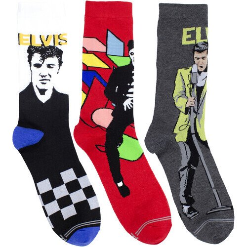 Perri's - Elvis Presley - Crew Socks (3 Pack Collector Guitar Shape Tin) Apparel (Large Item, Socks, 3 Pack)
