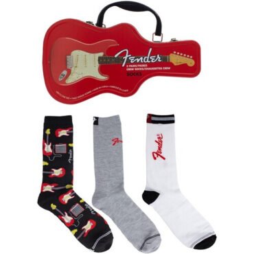 Perri's - Fender - Crew Socks (3 Pack Collector Guitar Shape Tin) Apparel (Large Item, Socks, 3 Pack)