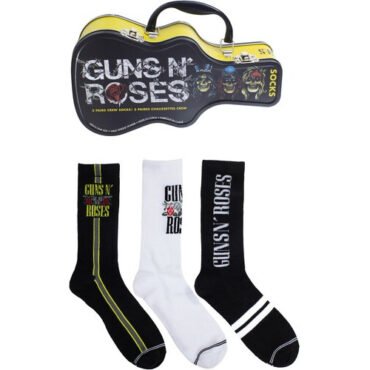 Perri's - Guns N' Roses - Crew Socks (3 Pack Collector Guitar Shape Tin) Apparel (Large Item, Socks, 3 Pack)