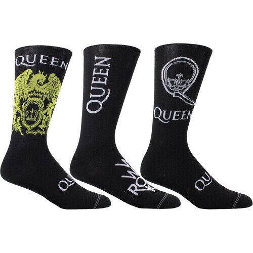 Perri's - Queen - Crew Socks (3 Pack Collector Guitar Shape Tin) Apparel (Large Item, Socks, 3 Pack)