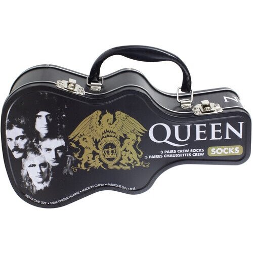 Perri's - Queen - Crew Socks (3 Pack Collector Guitar Shape Tin) Apparel (Large Item, Socks, 3 Pack)