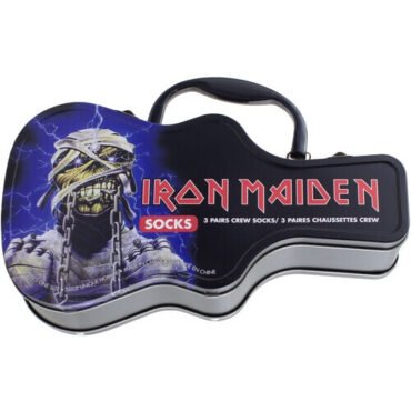 Perri's - Iron Maiden - Crew Socks (3 Pack Collector Guitar Shape Tin) Apparel (Large Item, Socks, 3 Pack)