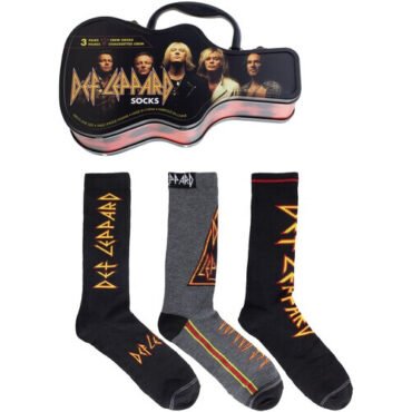 Perri's - Def Leppard - Crew Socks (3 Pack Collector Guitar Shape Tin) Apparel (Socks, 3 Pack)
