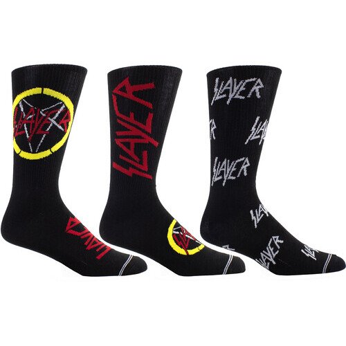 Perri's - Slayer - Crew Socks (3 Pack Collector Guitar Shape Tin) Apparel (Large Item, Socks, 3 Pack)