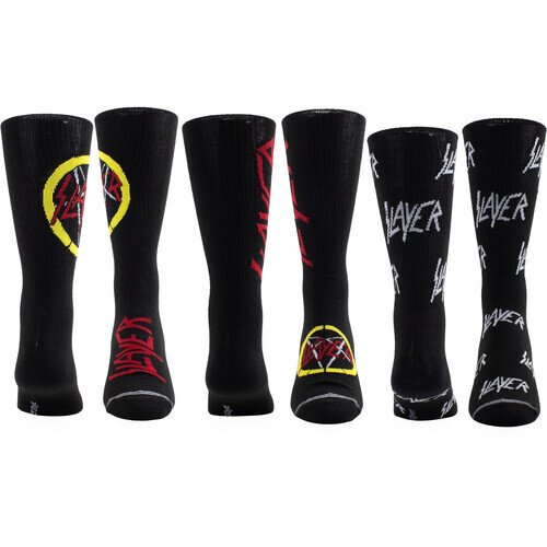 Perri's - Slayer - Crew Socks (3 Pack Collector Guitar Shape Tin) Apparel (Large Item, Socks, 3 Pack)