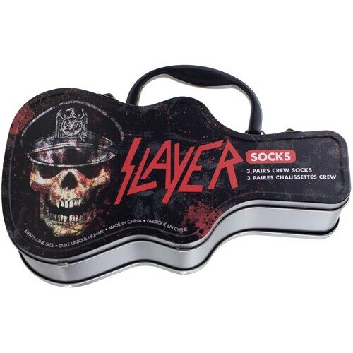 Perri's - Slayer - Crew Socks (3 Pack Collector Guitar Shape Tin) Apparel (Large Item, Socks, 3 Pack)