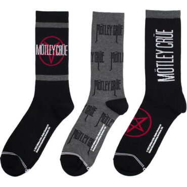 Perri's - Motley Crue - Knit - Crew Socks (3 Pack) Apparel (Large Item, Socks, 3 Pack)