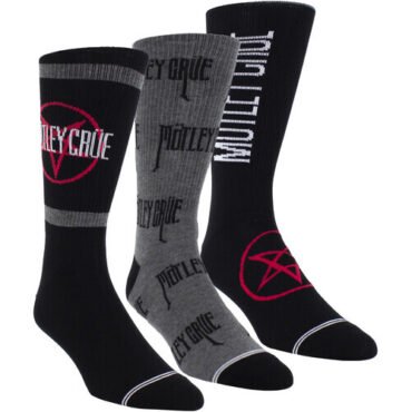 Perri's - Motley Crue - Knit - Crew Socks (3 Pack) Apparel (Large Item, Socks, 3 Pack)