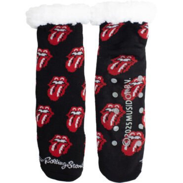 Perri's - Rolling Stones - Tongues - Fuzzy Women's Sherpa Non-Slip Grippers Apparel (Large Item, Socks)