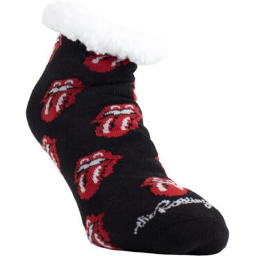 Perri's - Rolling Stones - Tongues - Fuzzy Women's Sherpa Non-Slip Grippers Apparel (Large Item, Socks)