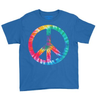 Tie-Dye Peace Sign Youth T-Shirt - Lightweight Children & Toddlers - True Royal, T2
