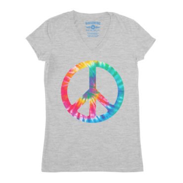 Tie-Dye Peace Sign V-Neck T Shirt - Women's