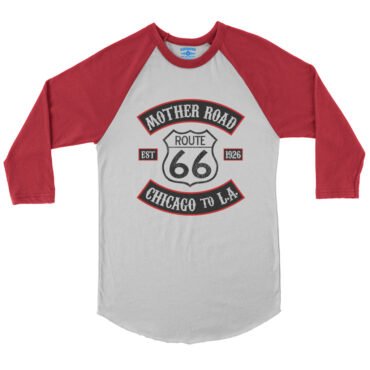 Route 66 Mother Road Baseball T-Shirt - White Red, S