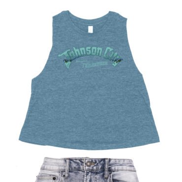Johnson City Tennessee Racerback Crop Top - Women's - Heather Deep Teal, S