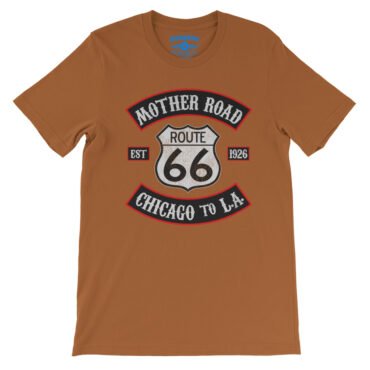 Route 66 Mother Road T-Shirt - Lightweight Vintage Style - Burnt Orange, S
