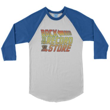 BACK to the Record Store Baseball T-Shirt - White True Royal, S