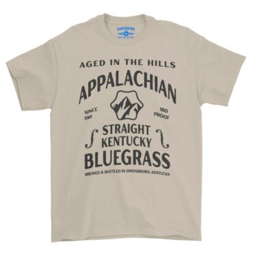 Straight Kentucky Bluegrass Moonshine T-Shirt - Heavy Cotton - Sand, S