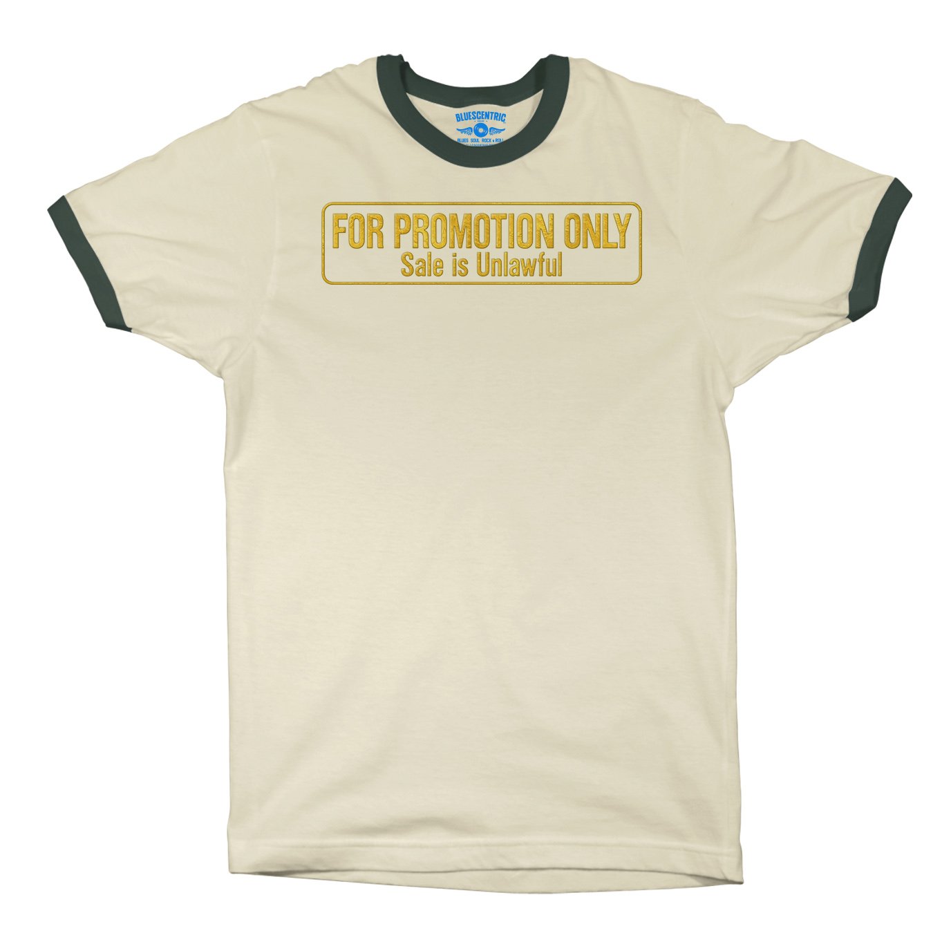 For Promotion Only Record Collector Ringer T-Shirt - Natural Forest Green, XS