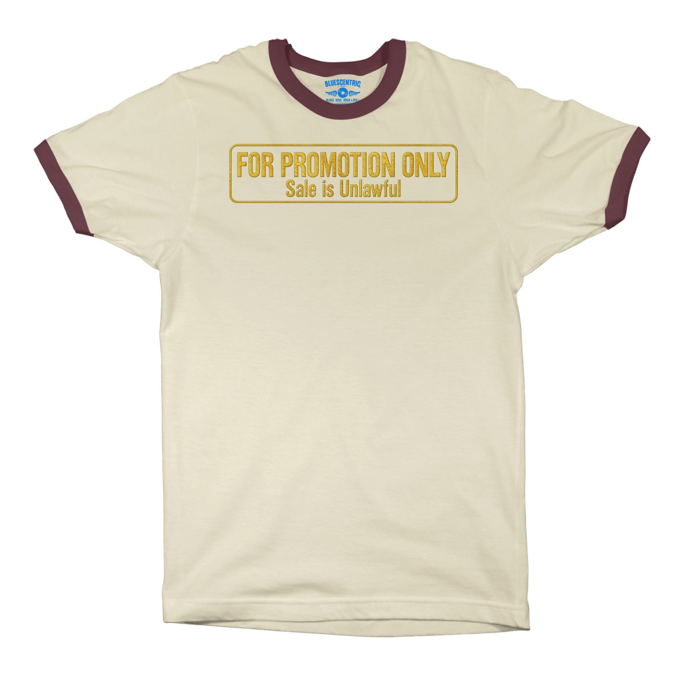 For Promotion Only Record Collector Ringer T-Shirt - Natural Maroon, XS
