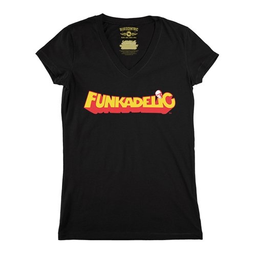 Red Funkadelic Logo V-Neck T Shirt - Women's
