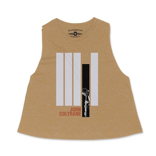 Black and White John Coltrane Racerback Crop Top - Women's