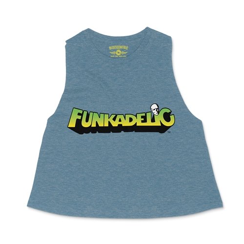 Green and Yellow Funkadelic Logo Racerback Crop Top - Women's